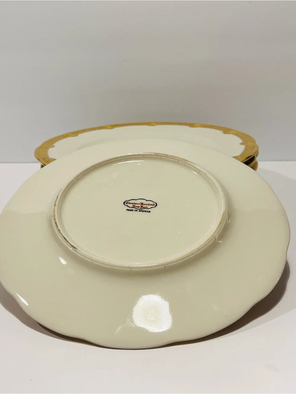 Antique Theodore Haviland New York Made in America Gold Encrusted 6 Salad Plates